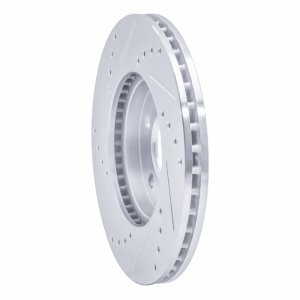 Chrysler Neon Brake Rotor (1) - Front Right - R1 Concepts - Drilled & Slotted - Silver - `00-`05
